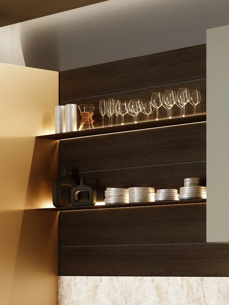 Cocina K7 a medida en Cádiz: columnas de gran altura — Rosso Home Design