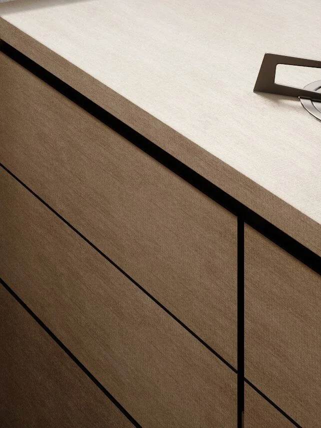 Cocina K8 a medida en Cádiz: isla central protagonista — Rosso Home Design